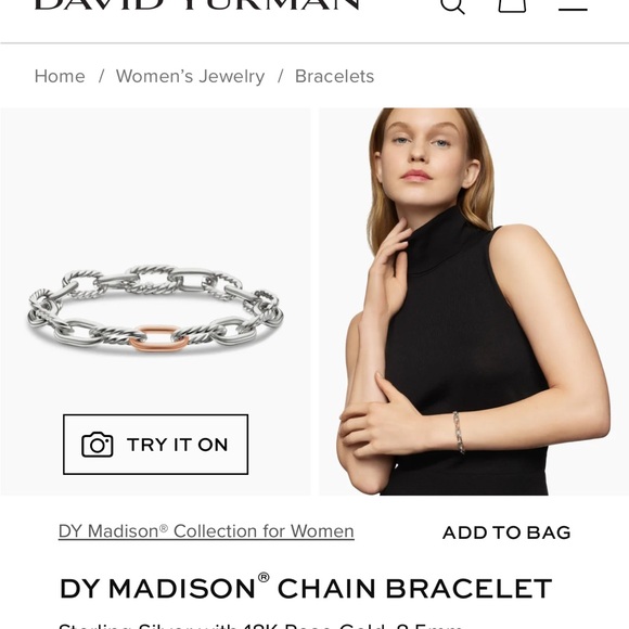 DY MADISON® CHAIN BRACELET
Sterling Silver with 18K Rose Gold, 11mm - Picture 11 of 12